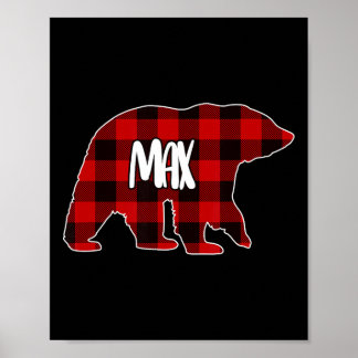 Poster Max Bear personnalisé rouge carreaux de Buffalo Pa