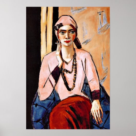 Poster Max Beckmann peinture, Quappi en rose (Devant)