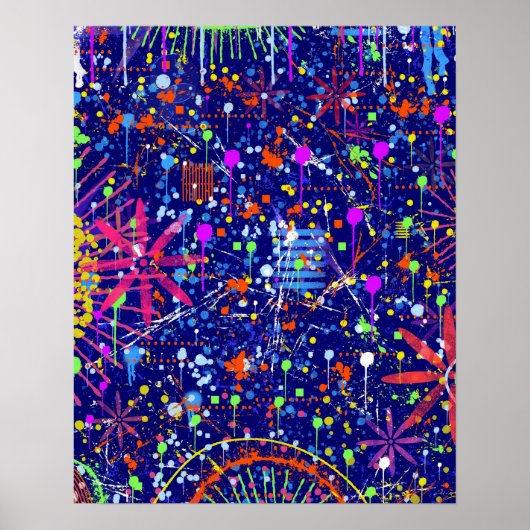 Poster Maximalisme Abstrait : Grande Roue la Nuit (Devant)