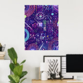 Poster Maximalist Abstract on Purple (Bureau à domicile)