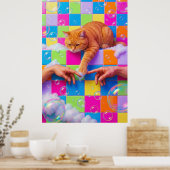Poster Maximalist Bathroom Wall Art, Orange Tabby Cat (Cuisine)