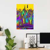 Poster Maximaliste de Chicago Skyline (Bureau à domicile)