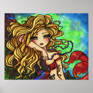 Poster "Maxine" Mermaid Beta Fish Fantasy Fairy Art