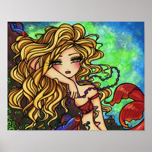 Poster "Maxine" Mermaid Beta Fish Fantasy Fairy Art (Devant)