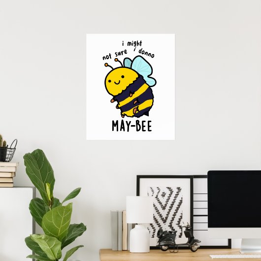 Poster May-bee Funny Insect Bee Pun  (Bureau à domicile)
