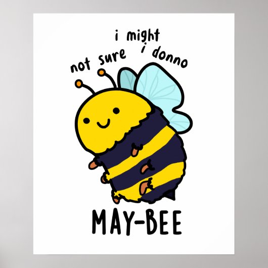 Poster May-bee Funny Insect Bee Pun  (Devant)