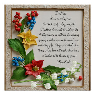 Poster May Blossoms Hawthorn et Lily de la vallée