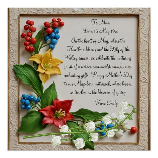 Poster May Blossoms Hawthorn et Lily de la vallée (Devant)