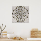 Poster Maya Calendar Glyphes Texture dorée sur pierre (Cuisine)