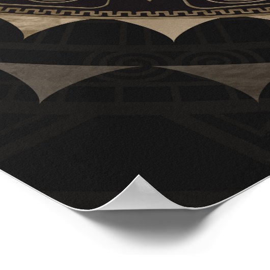 Poster Maya Calendrier Glyphes Pastel Or sur brun (Coin)