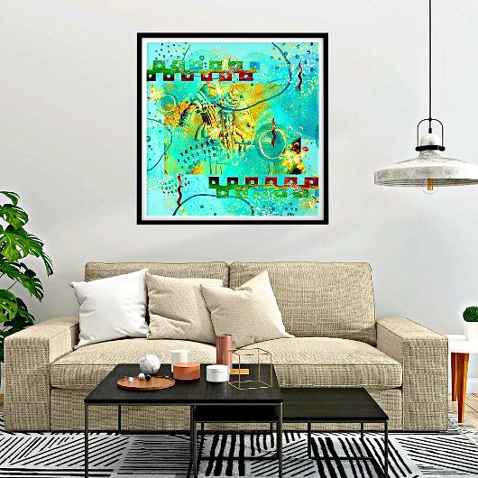 Poster Maya Turquoise & Golden Misty Sky