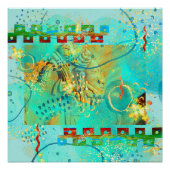 Poster Maya Turquoise & Golden Misty Sky (Devant)