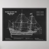 Poster Mayflower - Plan directeur des navires PD (Devant)