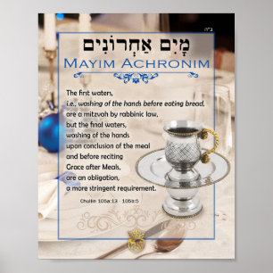 Poster Mayim Achronim Dernier Waters Talmud Citation Art