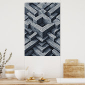 Poster Maze 3D : Cubes géométriques en perspective (Cuisine)