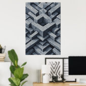 Poster Maze 3D : Cubes géométriques en perspective (Bureau à domicile)