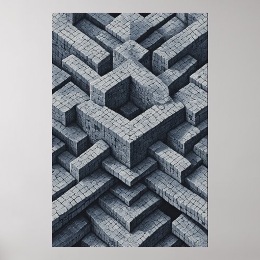 Poster Maze 3D : Cubes géométriques en perspective (Devant)