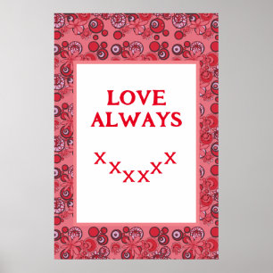 Poster Mazipoodles bulles florales Aimer Baiser Rouge