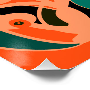 Poster MAZIPOODLES Je vois l'oeil Orange Sarcelle Noir