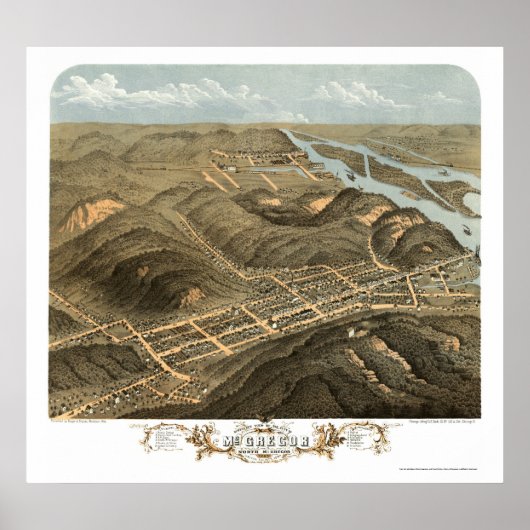 Poster McGregor, IA Carte panoramique - 1869 (Devant)