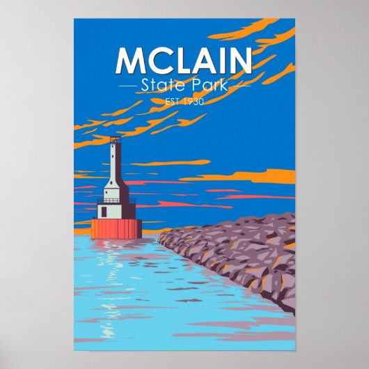 Poster McLain State Park Michigan Vintage (Devant)