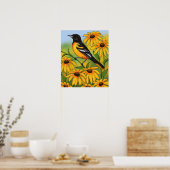 Poster MD State Bird Oriole & Black eyed Susan Flower (Cuisine)