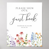 Poster Meadow Wildflower Wedding Guest Book Sign (Devant)