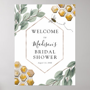 Poster Meant to Bee Eucalyptus Baby Shower Bienvenue