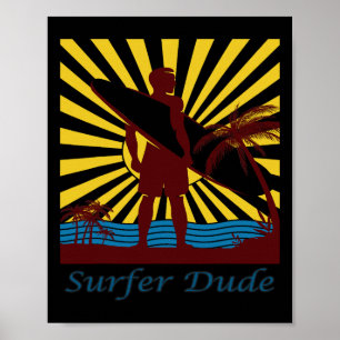 Poster Mec surfeur, surfant 