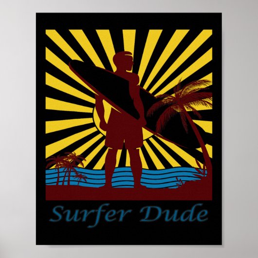 Poster Mec surfeur, surfant  (Devant)