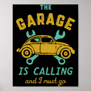 Poster Mécanicien automobile vintage drôle Le garage appe