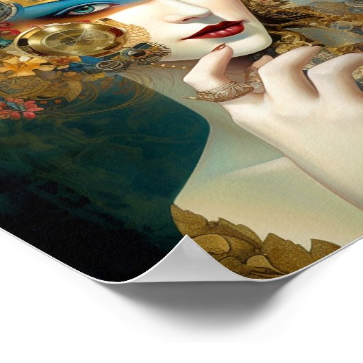 Poster Mécanique Lady Robotique Imaginaire Sci-Fi (Coin)