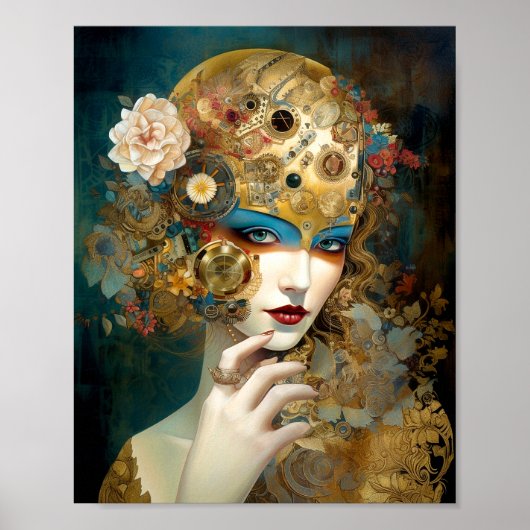 Poster Mécanique Lady Robotique Imaginaire Sci-Fi (Devant)