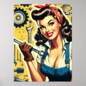 Poster Mécanique vintage pin-up (Devant)