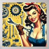 Poster Mécanique vintage pin-up (Devant)