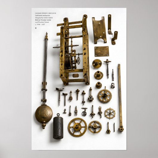 Poster Mécanisme d'horloge à pendule de Galilée Imprimé (Devant)