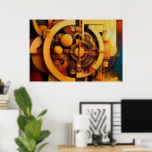 Poster Mécanisme doré abstrait Steampunk (Bureau à domicile)