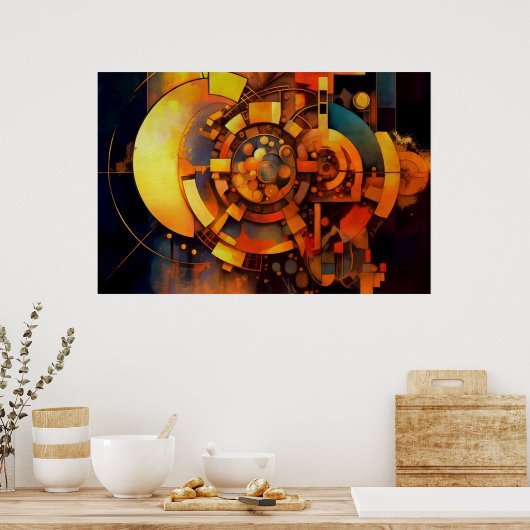 Poster Mécanisme Solaire Steampunk Abstrait (Cuisine)