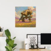 Poster Mech in Meadow - Peinture Pastel Style Art (Bureau à domicile)