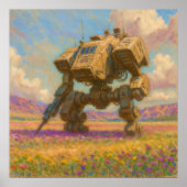 Poster Mech in Meadow - Peinture Pastel Style Art (Devant)