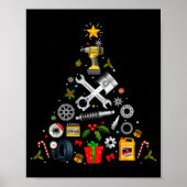 Poster Mechanic Christmas Ornament Tree In Garage Car Mec (Devant)