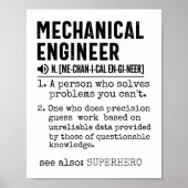 Poster Mechanical Engineer Dictionary Definition (Devant)