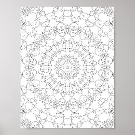 Poster Mechanical Petal Rings Coloring Page Pattern Art (Devant)