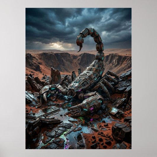Poster Mechanical Scorpion Desert Ruin (Devant)