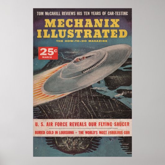 Poster Mechanix Illustrated  Vintage Pulp Magazine  UFO C (Devant)