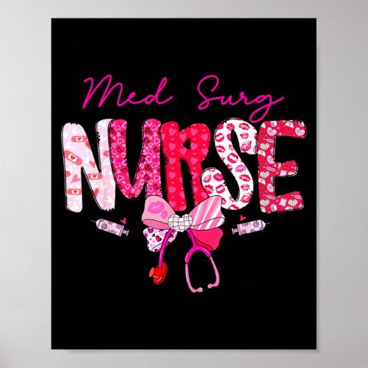 Poster Med Surg Nurse Valentine's Day Stethoscope Coquett (Devant)