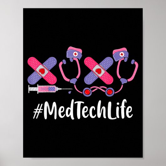 Poster Med Tech Valentines Day Women Heart Stethoscope Ap (Devant)