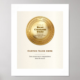 Poster Médaille d'or réaliste 3D personnalisable et modif