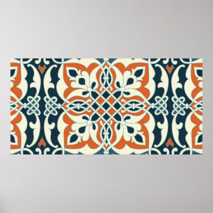 Poster Médaillé sans couture Vintage motif multicolore