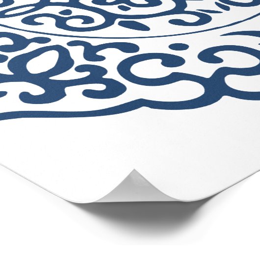 Poster Médaillon chinois bleu (Coin)